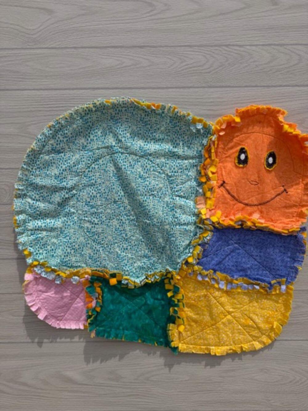 Homemade Small Multicolored Snail Rag Quilt - Picture 3 of 12
